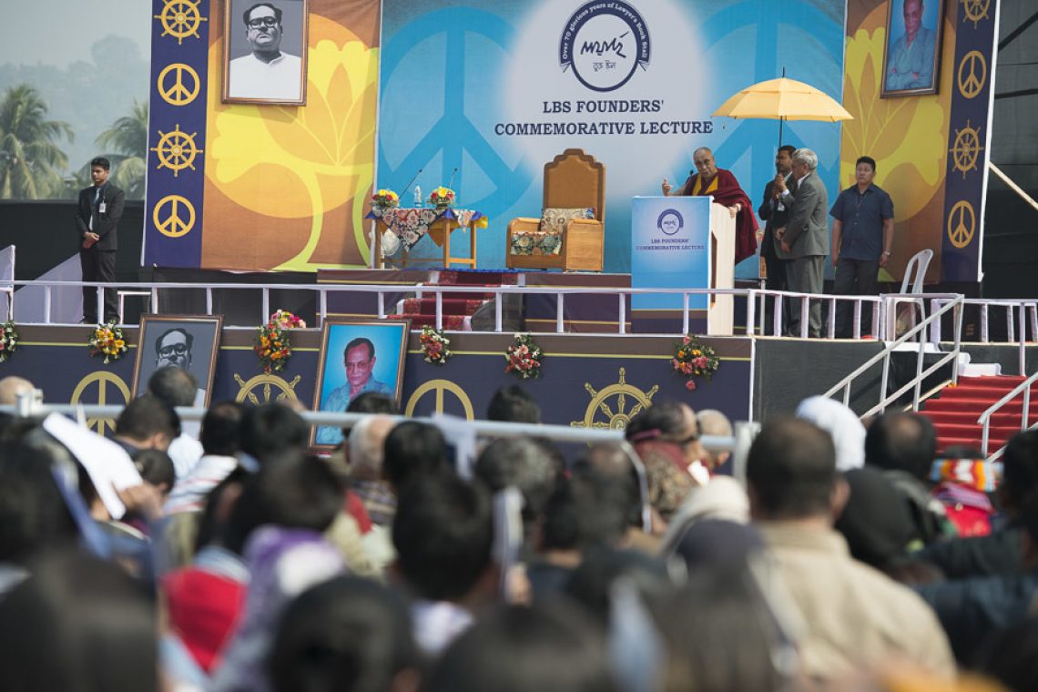 The-14th-Dalai-Lama-Delivering-the-First-LBS-Founders_-Commemorative-Lecture.-Guwahati-February-2014